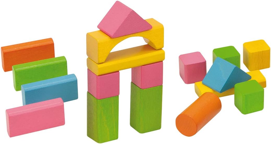 Eichhorn 100088011 75 pastellfarbene bunte Holzbausteine in Aufbewahrungsbox und Sortierdeckel, FSC