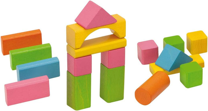 Eichhorn 100088011 75 pastellfarbene bunte Holzbausteine in Aufbewahrungsbox und Sortierdeckel, FSC