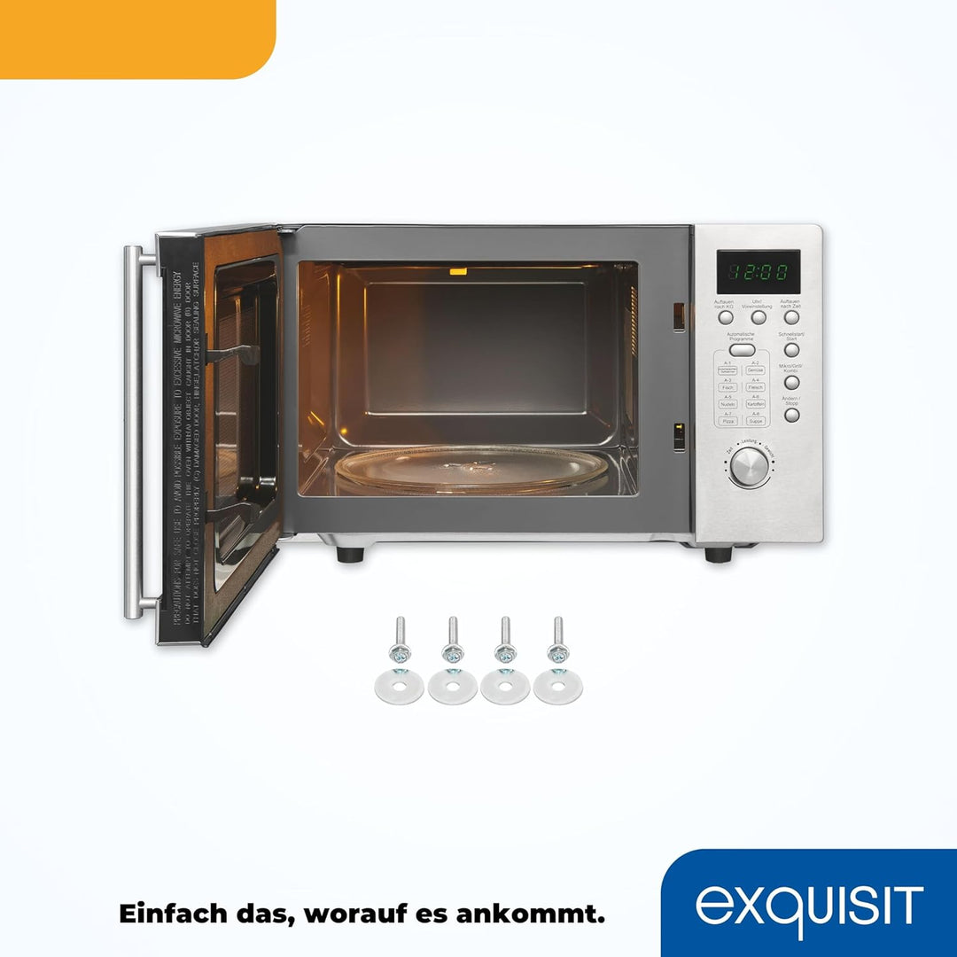 Exquisit Mikrowelle UMW 800 G-3 Inox / 800 Watt / Grill 1000 Watt / Unterbau-Mikrowelle / 20L / Edel