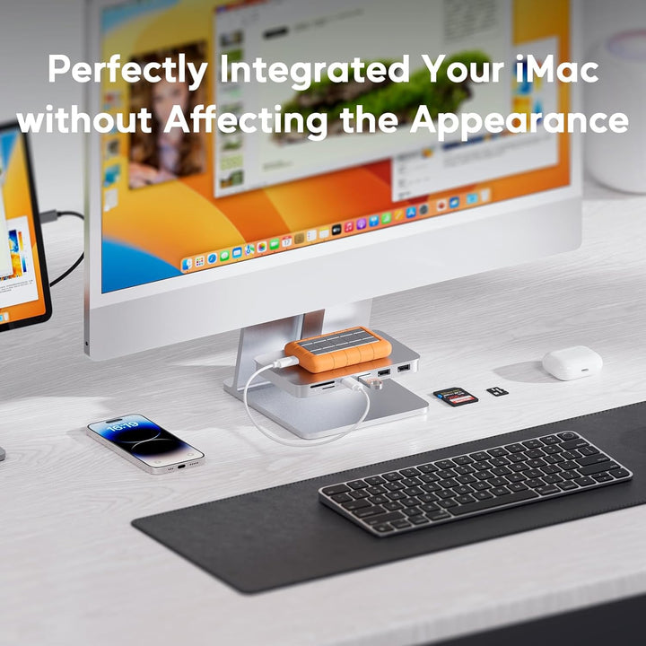 USB C Hub für iMac M1/M3/M4, iMac Zubehör 6 in 1 mit USB C 3.2 Gen 2, USB A 3.2 Gen 2, SD&TF, 2 x US