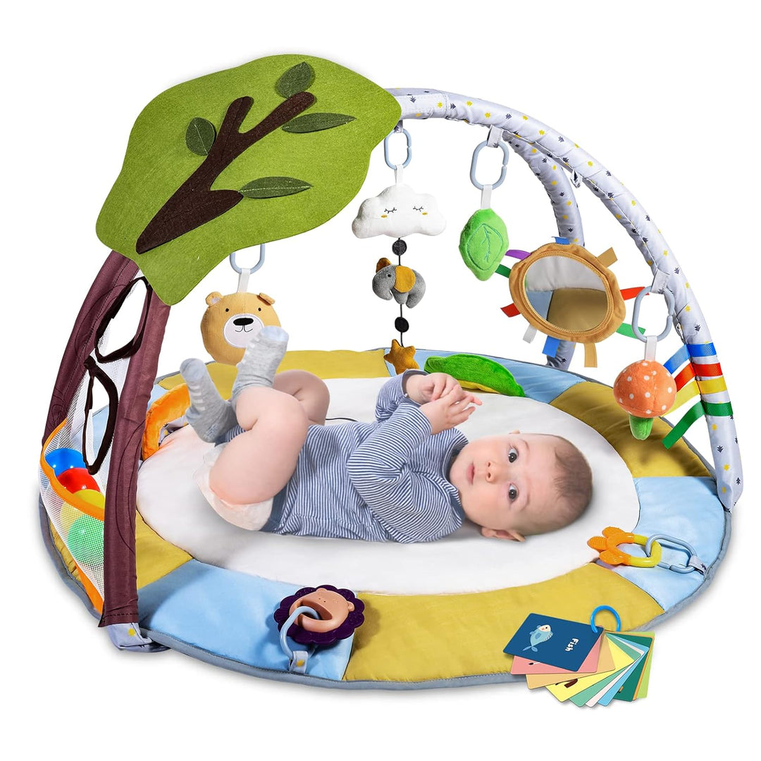 Lupantte Baby Spieldecke,Spielbogen Baby 2 Austauschbaren Bezügen,Spielmatte mit Spielbogen Abnehmba