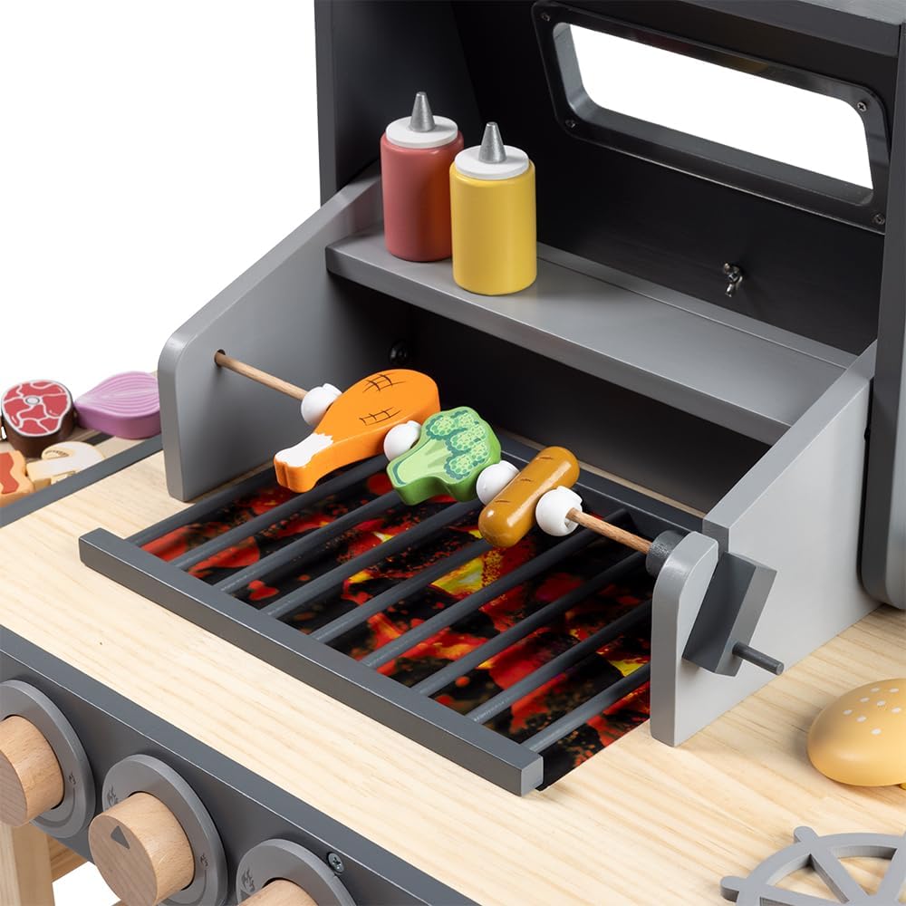 howa Kindergrill Spielgrill Kinder BBQ Grill aus Holz Maxi mit 25 TLG. Zubehör 4825
