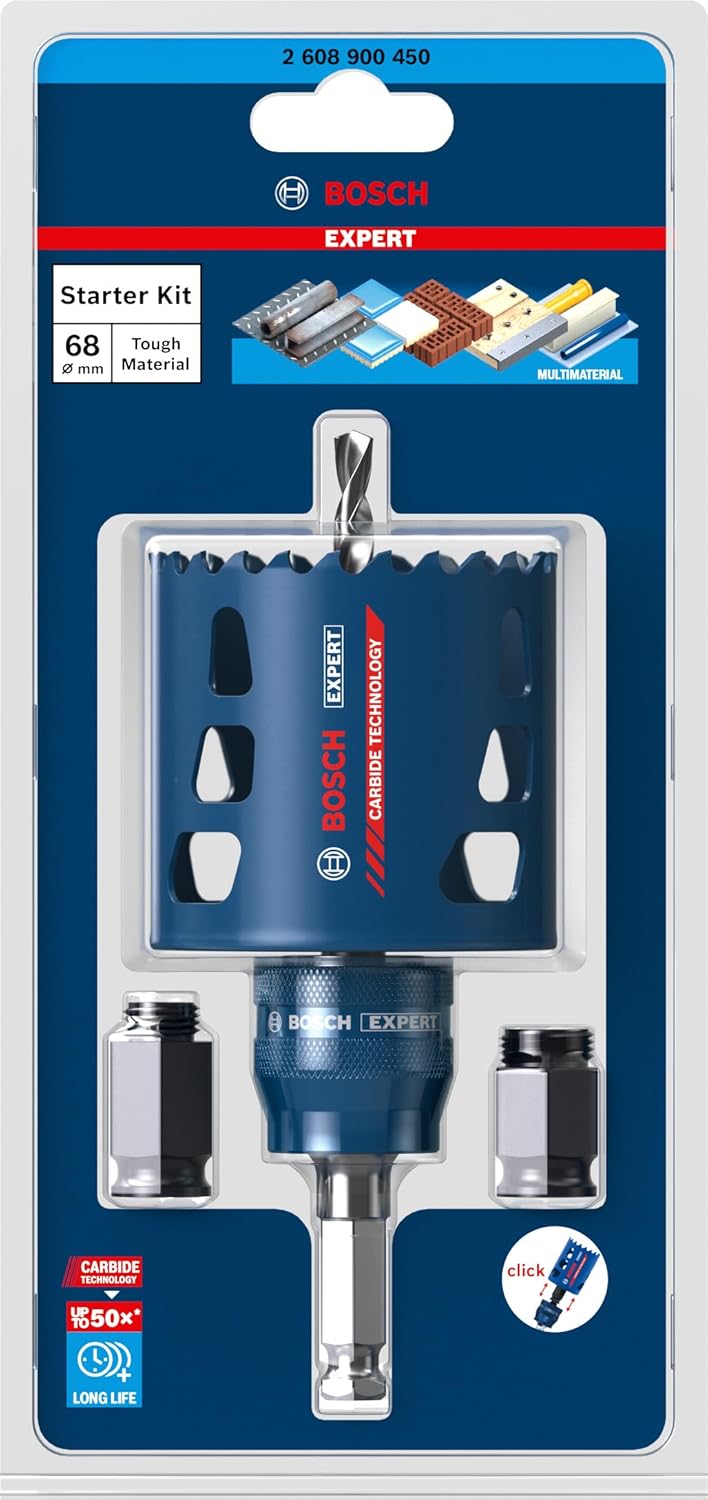 Bosch Professional 1x Expert Tough Material Lochsäge Starter Set (für Holz mit Metall, Ø 68 mm, Zube
