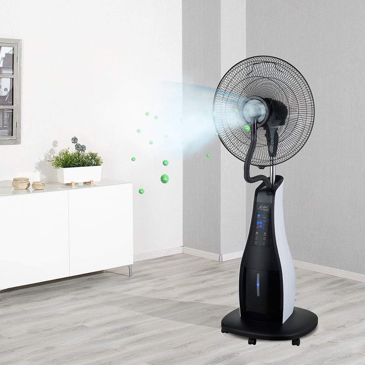 Sichler Haushaltsgeräte Ventilator Wasser: Stand-Sprühnebel-Ventilator mit Oszillation, WLAN, App, T