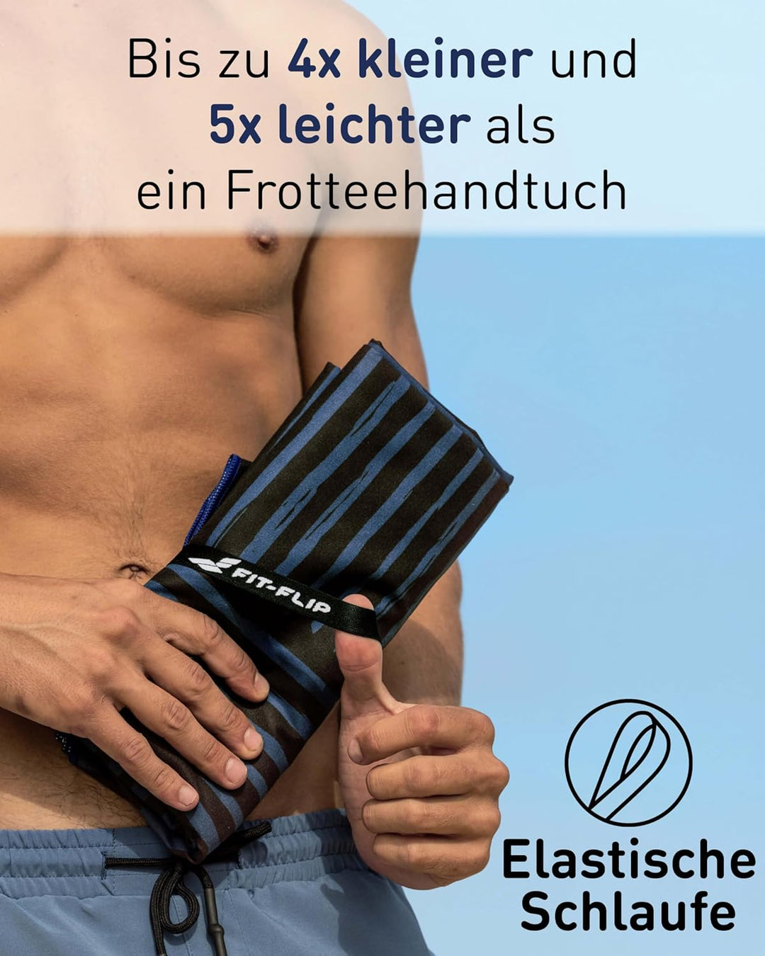 Fit-Flip Strandtuch XXL aus Mikrofaser - leicht und schnelltrocknend - 100% recyceltes Strandhandtuc
