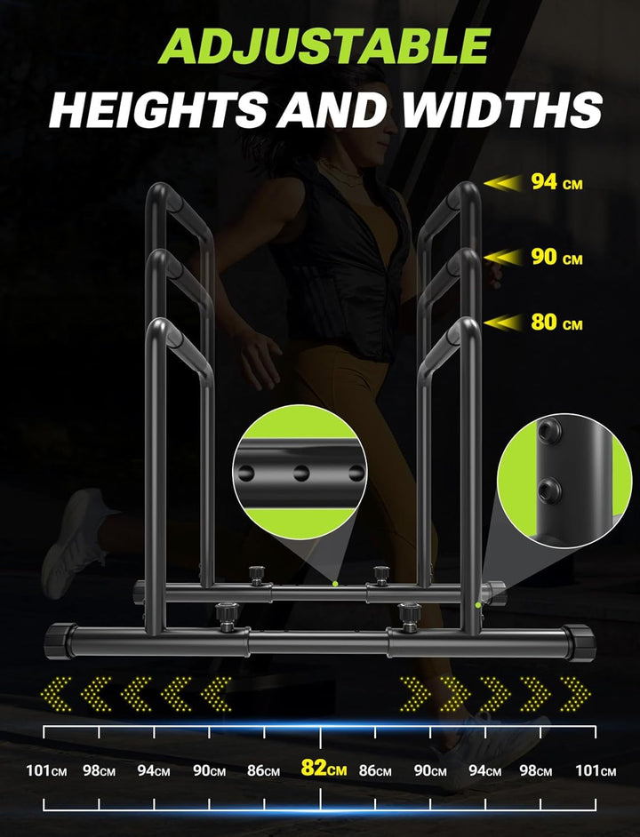 Yoleo Verstellbare Dip Barren – 500 kg Dip-Station, tragbar, funktional, Fitness-Bar mit Sicherheits