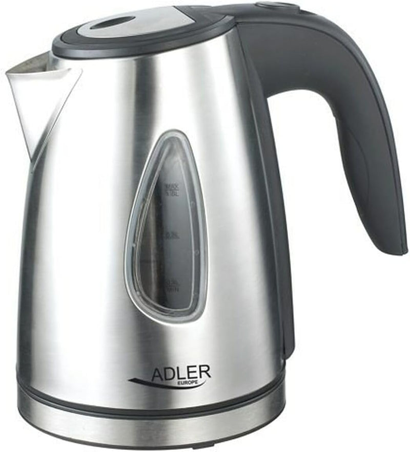 Adler AD 1203 AD1203 Wasserkocher 1630 W, Edelstahl 1 Liter, Silber/Schwarz