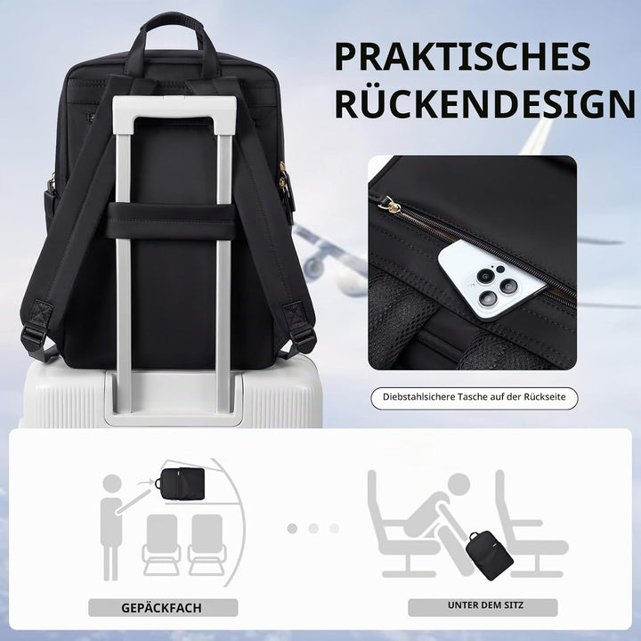 Handgepäck Rucksack, Reiserucksack Damen Herren, 18L Rucksack Flugzeug, Gross Laptop Rucksack 17.3 Z
