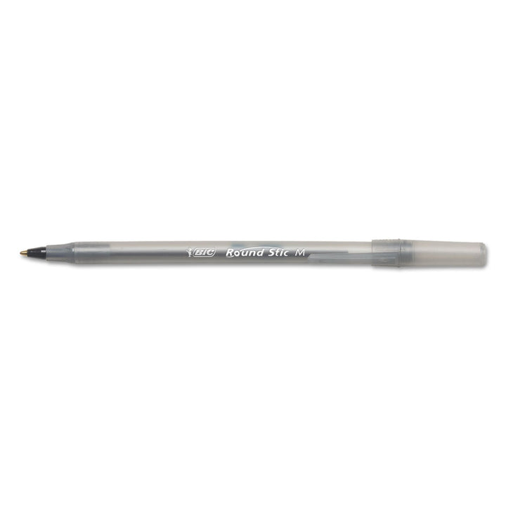 BIC - Round Stic Ballpoint Pen, Med. Point, Black Ink, Sold as 1 Dozen, BICGSM11BK