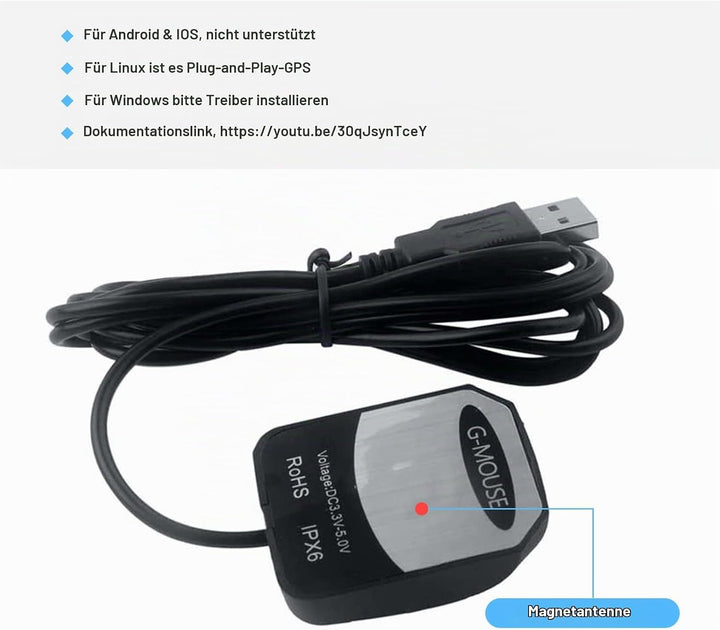 ARCELI VK-162 G-Maus USB-GPS-Dongle-Navigationsmodul, Externe GPS-Antenne USB-GPS-Empfänger mit Fern