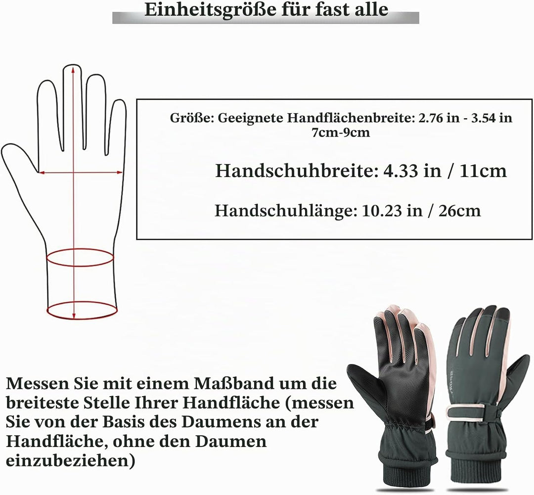 Andiker Winter Damen Skihandschuhe, Winterhandschuhe Warm, wasserdichte Touchscreen Anti Rutsch Snow