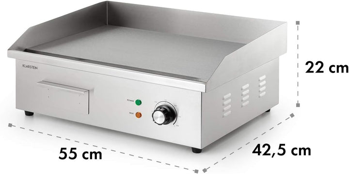 Klarstein Elektrogrill, Grillplatte, Elektrische Grillplatte, Tischgrill, Elektrogrill aus Edelstahl