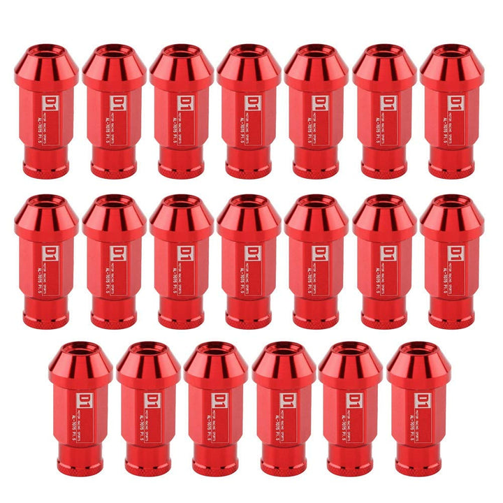 KIMISS Aluminium Autoreifenschraube, 20Pcs Radmuttern sichern Racing Radmutter M12X1.5 (Rot)