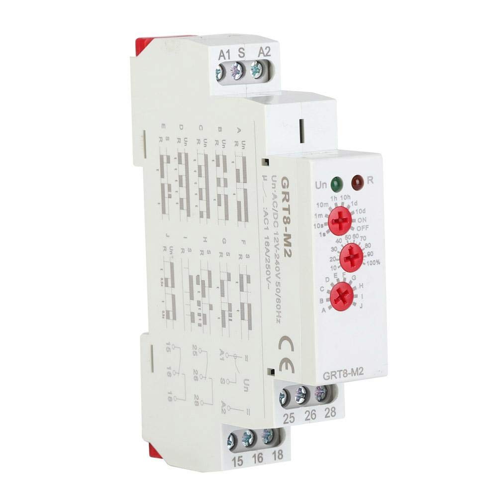 Multifunktionales Verzögerungszeitrelais GRT8-M2, AC/DC 12V-240V Multifunktionales Verzögerungszeitr