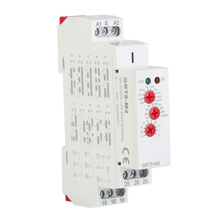 Multifunktionales Verzögerungszeitrelais GRT8-M2, AC/DC 12V-240V Multifunktionales Verzögerungszeitr