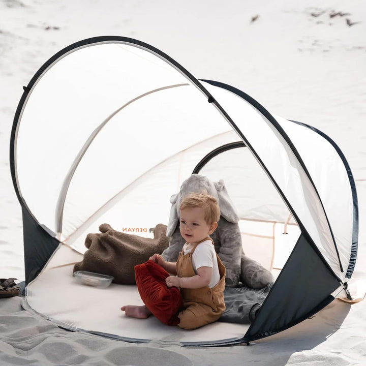 Deryan Strandmuschel Pop Up Strandzelt XXL - Strandzelt für Erwachsen, Kinder und Baby - 2-4 Persone