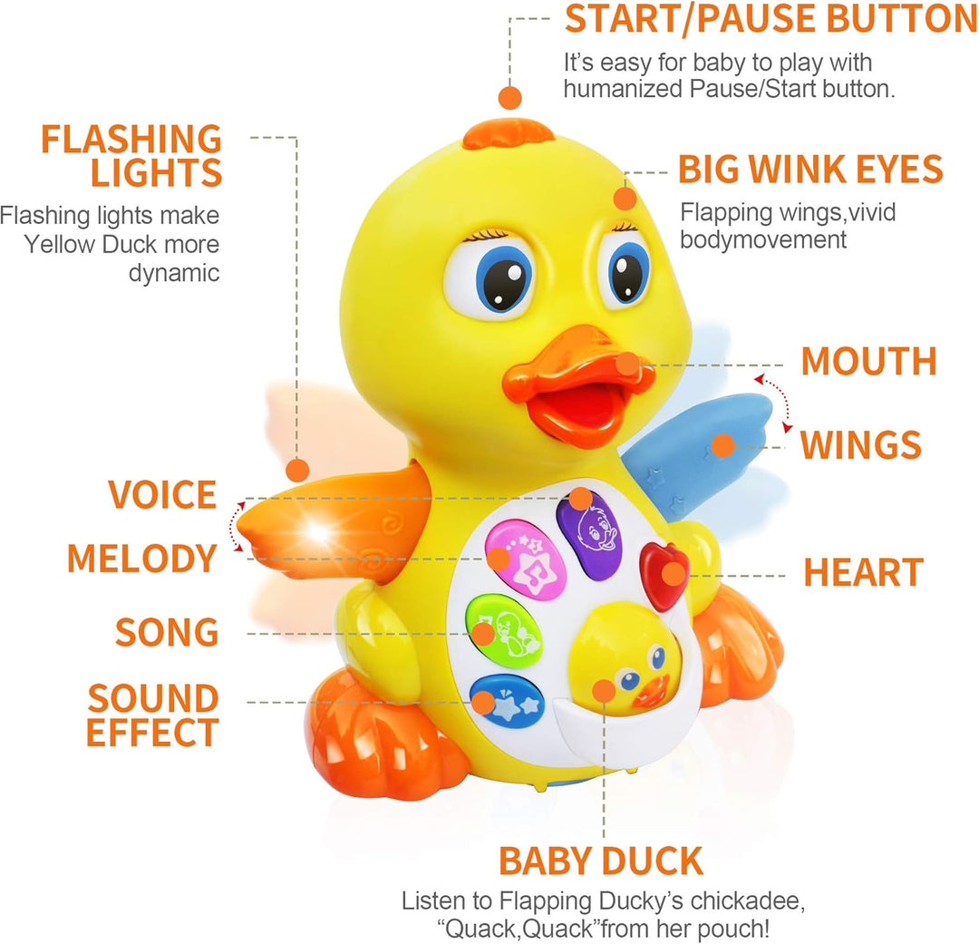 MOONTOY Musik Kinderspielzeug ab 1Jahr Mädchen Junge,Ente Baby Spielzeug 6 10 12 Monate mit Musik un