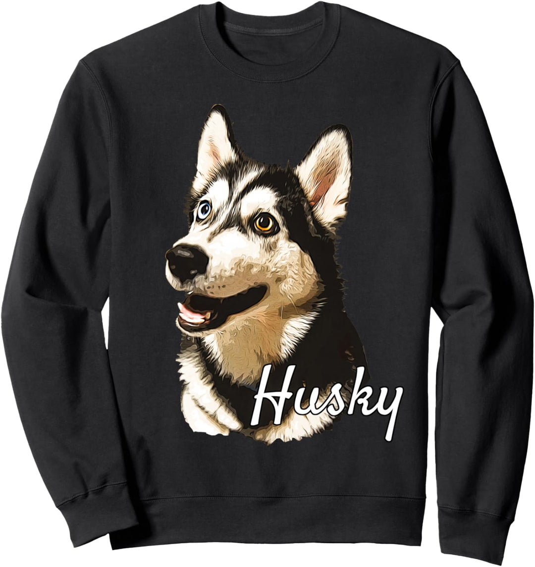 Hundebesitzer mit Husky-Motiv Sweatshirt