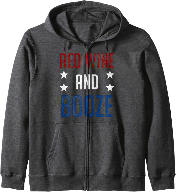 Red Wine And Booze Patriotic Stars Drinking Kapuzenjacke