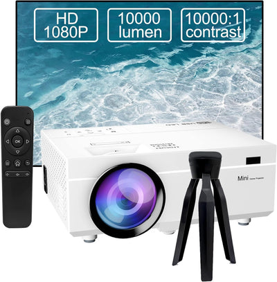 Mini Beamer, Full HD 1080P 17500 Lumen Beamer Unterstützung 4K Video, LED Heimkino Video Beamer 300