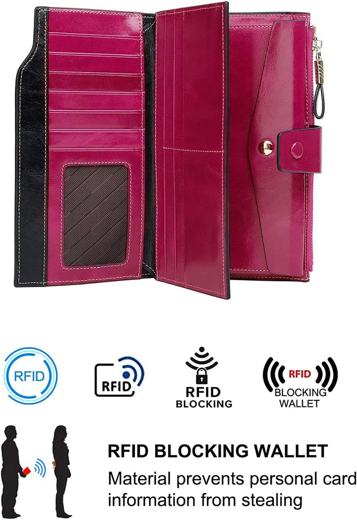 PARVENZA Damen Geldbörse RFID-Blockierung Echtleder Bifold Brieftasche Einheitsgrösse Rosa, Einheits