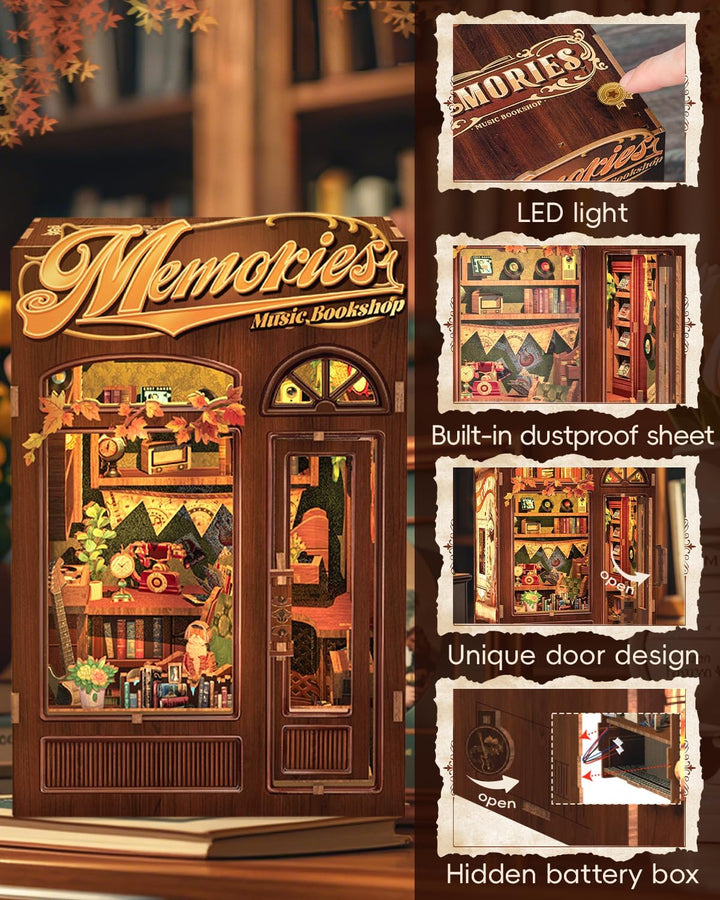 CUTEBEE Book Nook Kits for Adults - DIY Puppenhaus Miniatur mit LED-Licht, Holz Elegant & Ornate Sty