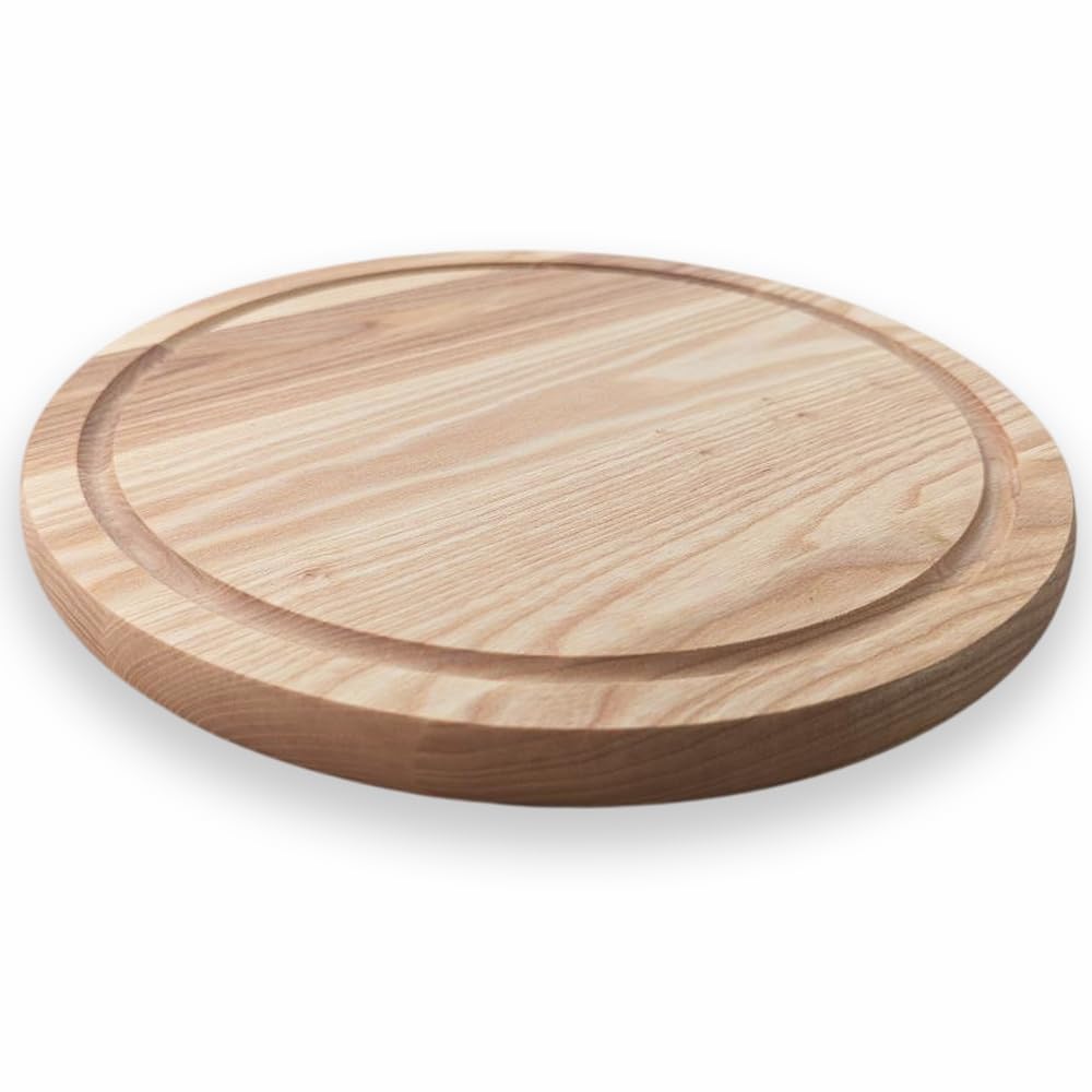 Generisch Pizzateller aus Eiche und Esche ⌀30/40cm, Schneidbrett aus Holz,Pizzabrett, Holzteller für