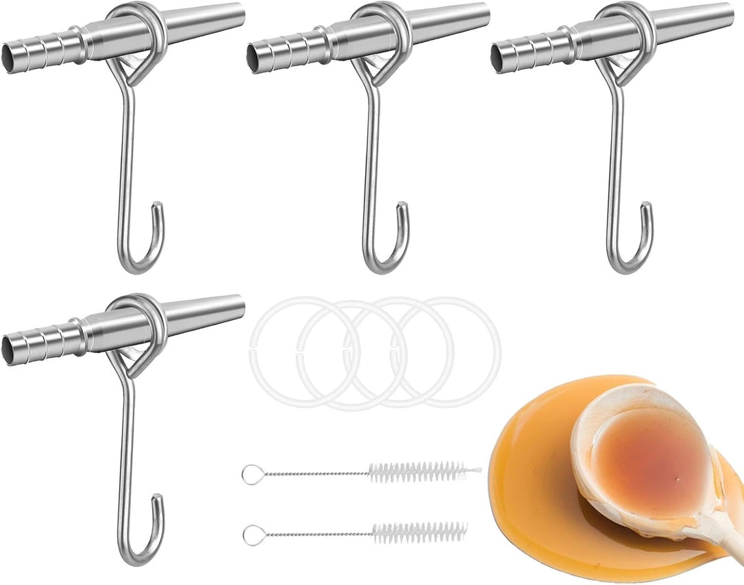 Tree Sap Tapping Kit, 4-Set Portable Maple Tree Taps Drill Bits, Stainless Steel Spiles & Trunk Fauc