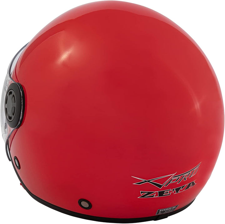 Jethelm Roller Motorrad Helm Zugelassen ECE2205 Lange Klares Visier Sonnenblende 55-56 cm ( S) Rot,