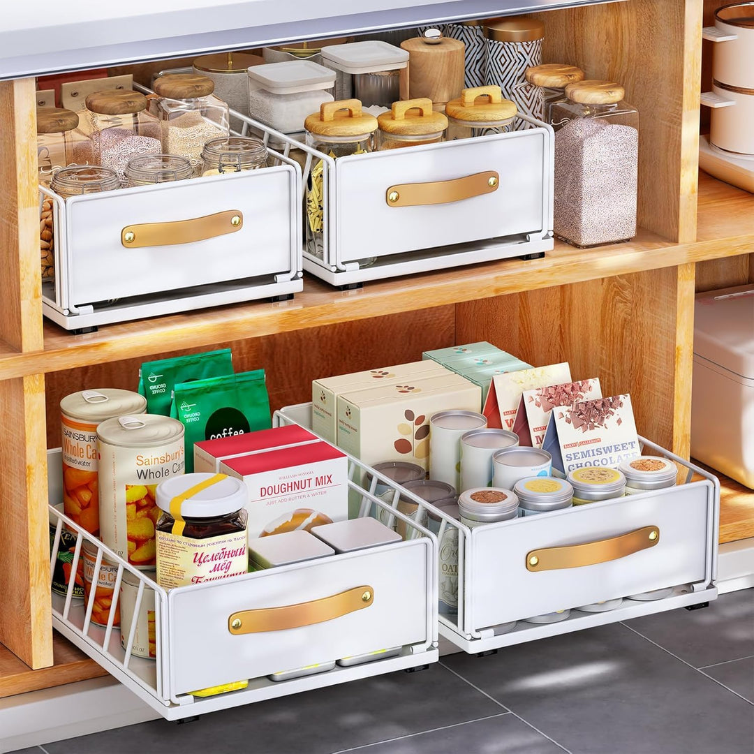 Kitstorack Teleskopschublade, Ausziehbare Schublade für Kabinett Metall Slide Out Organizer Mit Grif