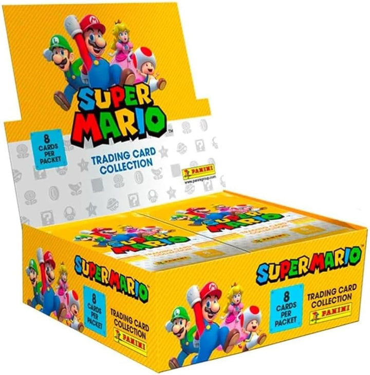 Panini 13385 Super Mario Trading Cards Box mit 18 Hüllen (8 Karten) Stickertüte, Mehrfarbig, OneSize