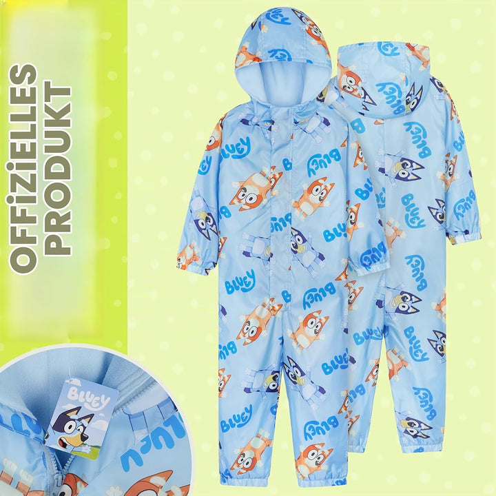 BlueY Regenanzug Kinder, Wasserdichter Matschanzug Jungen mit Kapuze, Regenoverall Kinder Gefüttert
