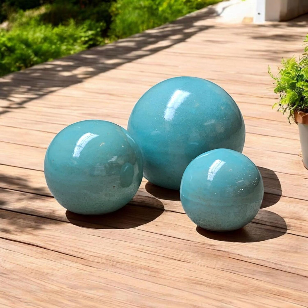 Teramico Dekokugel Gartenkugel glasiert -Blau, Grün, Anthrazit, Türkis, Aqua- sehr hochwertig frostf