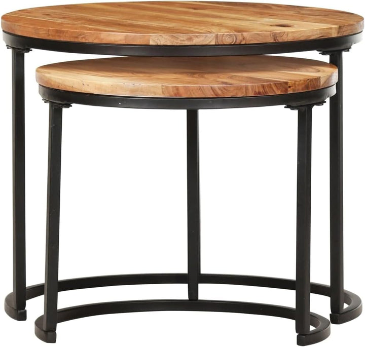 vidaXL 2X Akazienholz Massiv Satztisch Couchtisch Beistelltisch Kaffeetisch Sofatisch Holztisch Tisc