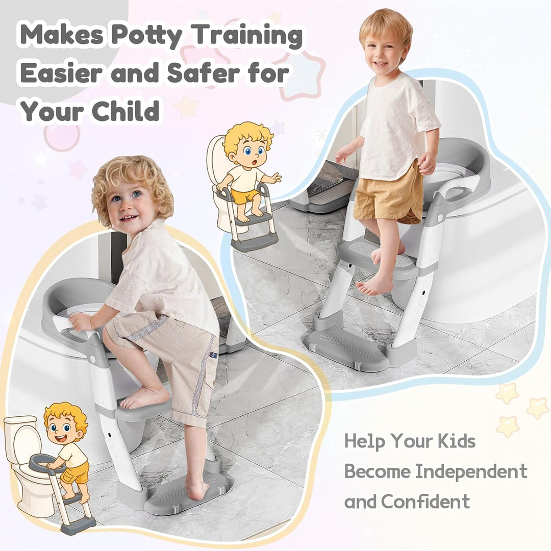 Toilettensitz Kinder, 3 IN 1 Toilettensitz Kinder mit Treppe für Jungen Mädchen, Upgraded 3-in-1 Bab