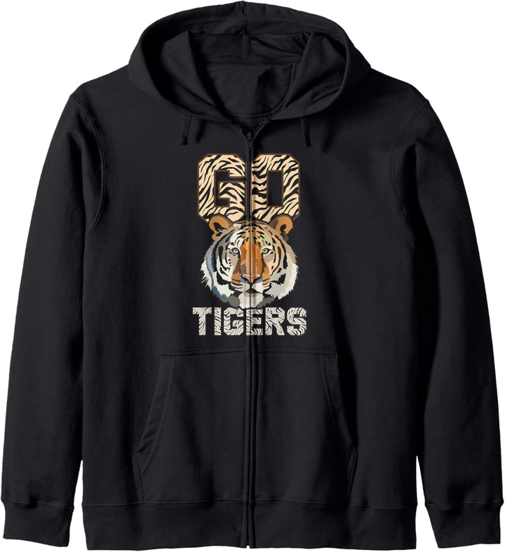 Go Tigers distressed casual-chic graphic for women Kapuzenjacke
