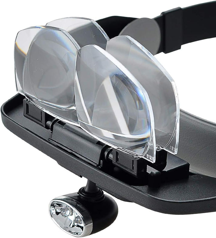Stirnbandlupe mit 2 LED-Leuchten, Freisprech-Headset Lupenkopf-Lupen mit 4 abnehmbaren Linsen zum Le