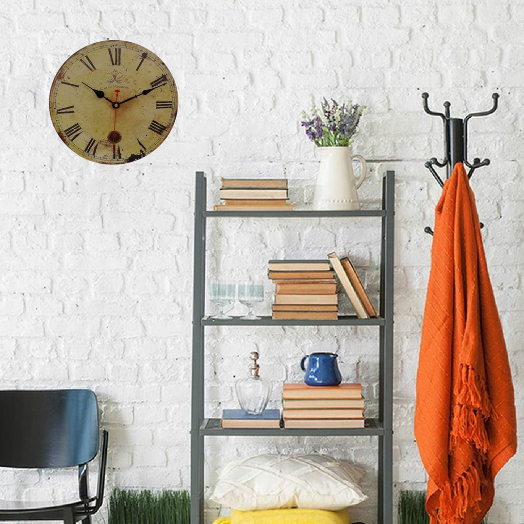 Wanduhr küchenuhr Vintage Shabby CHIC Antik Nostalgie Rustikale Quarzuhr aus MDF mit lautlosem Uhrwe