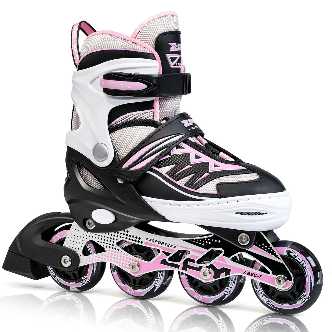 2PM SPORTS Cytia Rosa/Violett grössenverstellbare Inliner Kinder mit leuchtenden LED Rollen, lustige