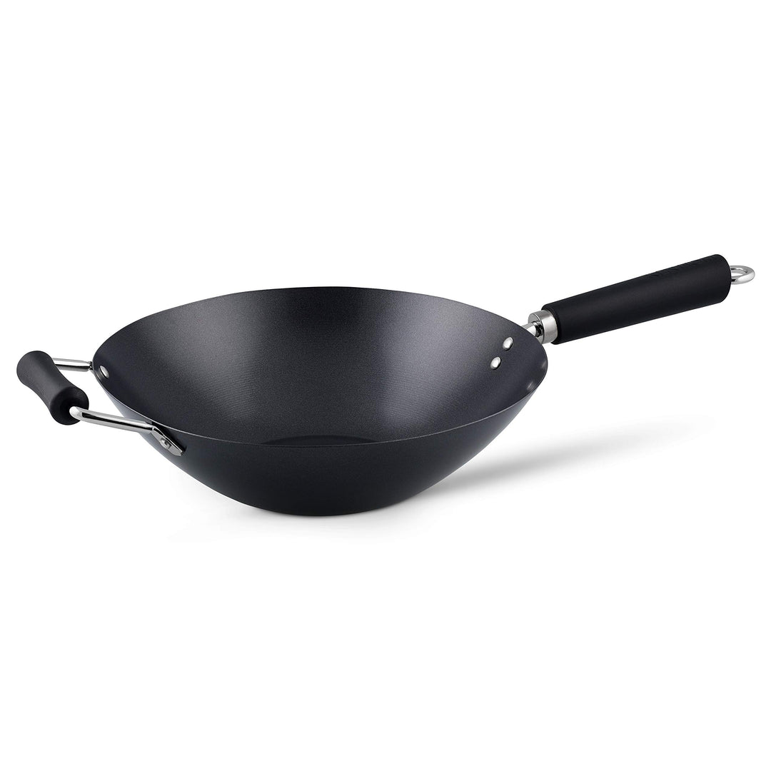 Ken Hom KH431001 Carbonstahl Wokfanne, 31cm, Excellence, Wok Induktion, Phenolischer Griff, Spülmasc