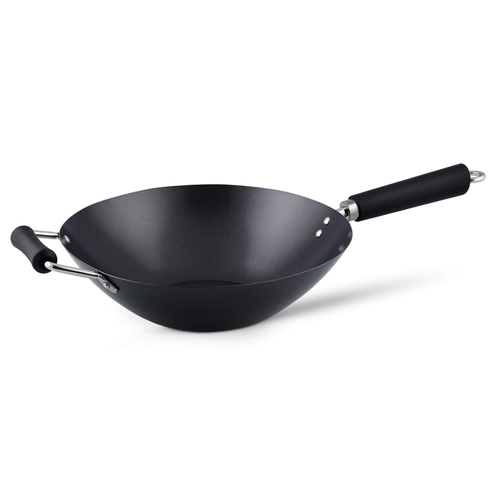 Ken Hom KH431001 Carbonstahl Wokfanne, 31cm, Excellence, Wok Induktion, Phenolischer Griff, Spülmasc