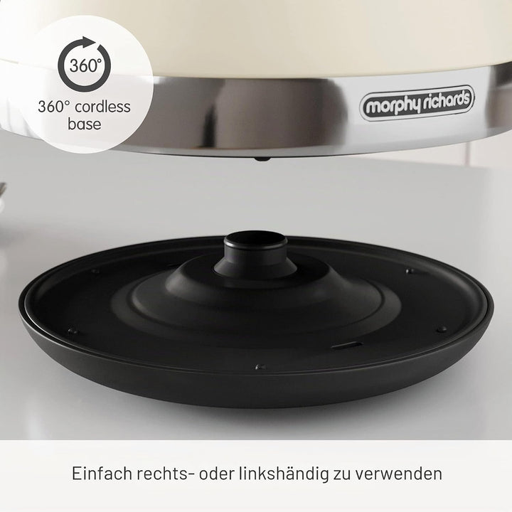 Morphy Richards Venture 100132 Wasserkocher, Pyramidenform, 1,5 l, 3 kW, Rapid Boil Cremefarben VENT
