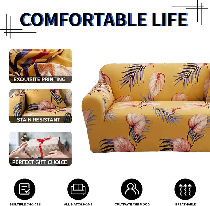 Lydevo Sofabezug 1 Sitzer Stretch Sofahusse Elastischer Sofabezug Spandex Sofa Überzug mit 3 Kissenb