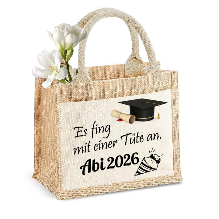 Abitur Geschenke 2026 Set: Jutebeutel & Glücksbringer – Abi 2026 Deko für Mädchen – Nachhaltige Jute