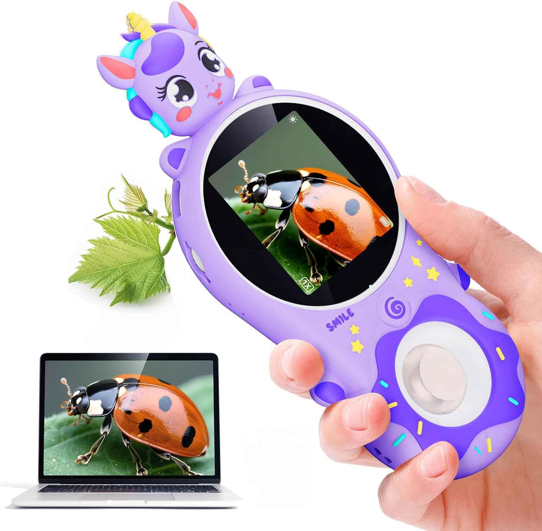 Ashfly Taschen-mikroskop für Kinder, 2,0" IPS-Bildschirm 200X Handy mikroskop, 8 LEDs USB-Anschluss