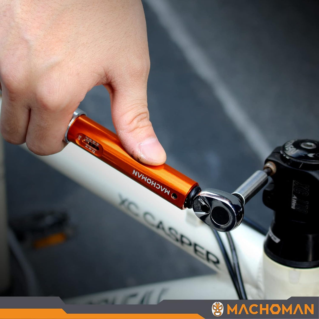 MACHOMAN 1/4" Dr. Taschen-Drehmomentschlüssel 2-14 Nm, Fahrradzubehör mit 10-Bit-Satz und magnetisch