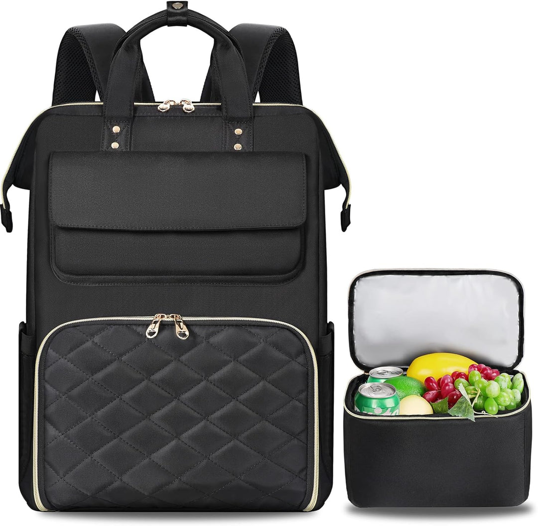 BERTASCHE Lunch Rucksack, Laptop Rucksack Damen 17,3 Zoll mit Isoliertes Kühltasche, 2-in-1-Arbeitsr
