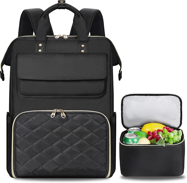 BERTASCHE Lunch Rucksack, Laptop Rucksack Damen 17,3 Zoll mit Isoliertes Kühltasche, 2-in-1-Arbeitsr