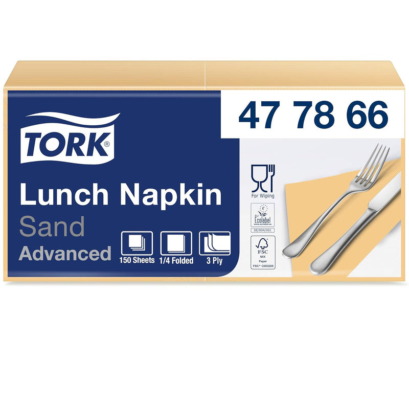 Tork 477866 Soft Lunch Servietten Sand / 3lagige, saugfähige Papierservietten in Cremefarben / Vielf