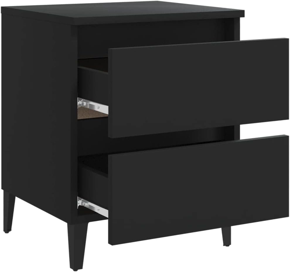 WIFESE Nachttisch Schwarz 40x35x50 cm Holzwerkstoff Nachtkästchen Nachtkommode Beistelltisch mit Sch